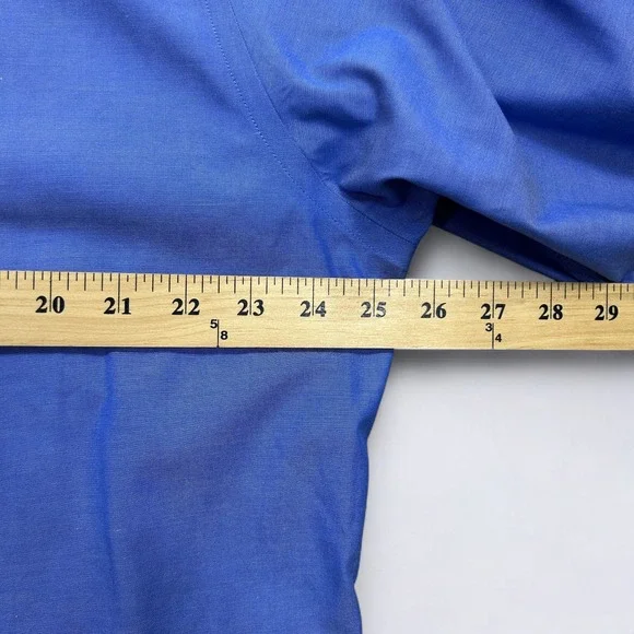 Brooks Brothers Shirt Men's 16 Solid Blue Button Down Long Sleeve Woven Non Iron - Picture 10 of 11